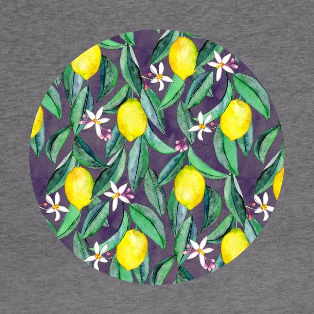 When Life Gives You Lemons - watercolor lemons on grey by micklyn